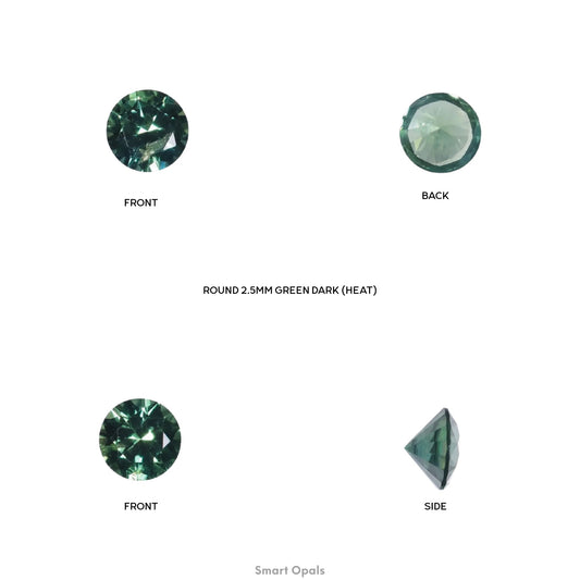Australian Sapphire 2.5mm Round - Dark Green
