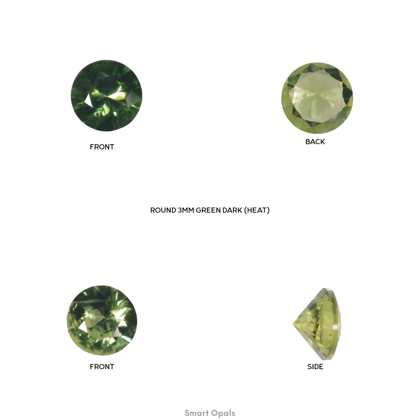 Australian Sapphire 3mm Round - Dark Green