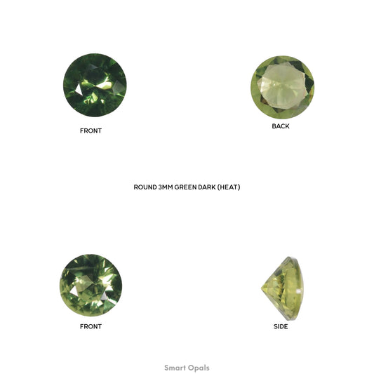 Australian Sapphire 3mm Round - Dark Green